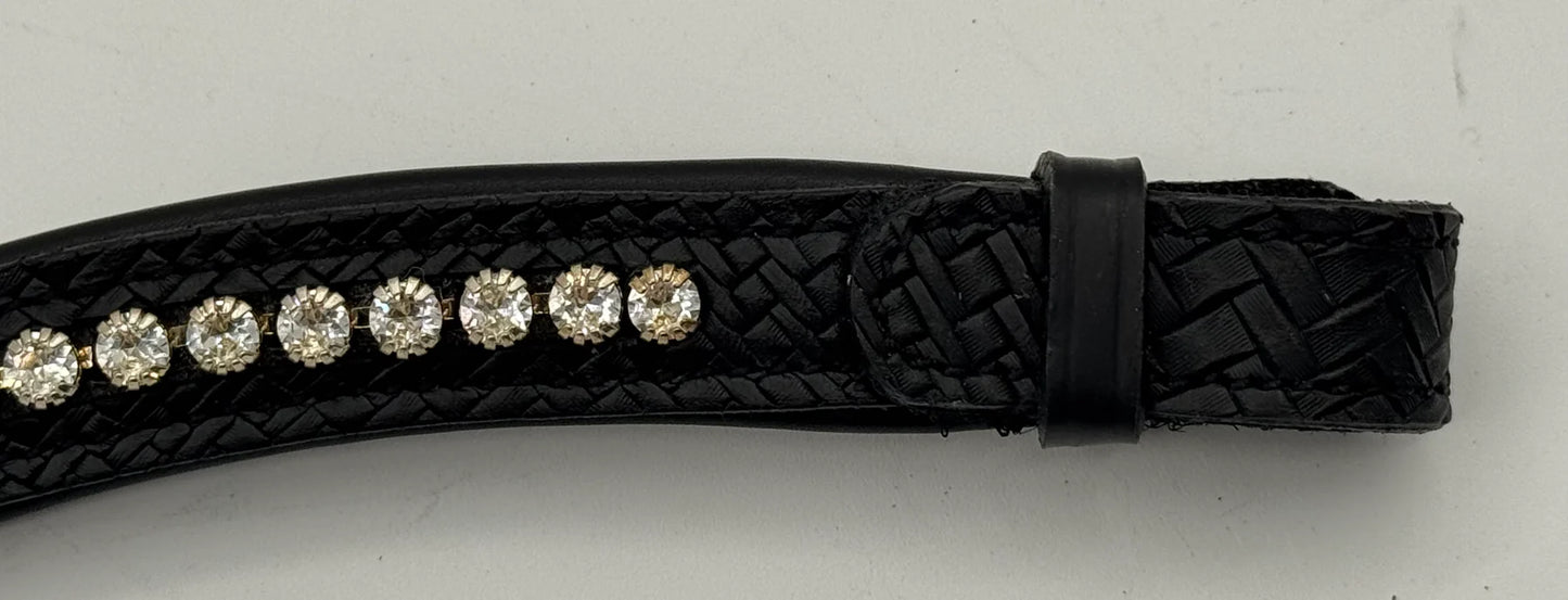 Bridleberry #131 Med. Crystals on Black Textured Leather,Black Padding