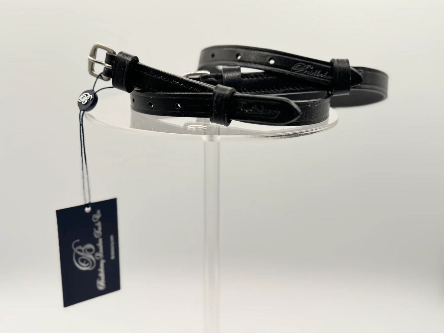 Bridleberry Full Grain Leather Spur Straps in Black w/ Stainless Steel Buckle