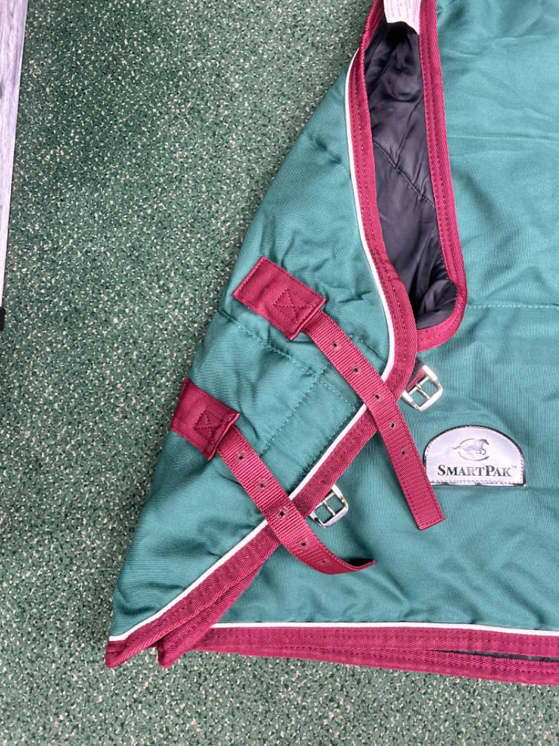 USED Smart Pak Turnout Blanket 78” Green/Burgundy