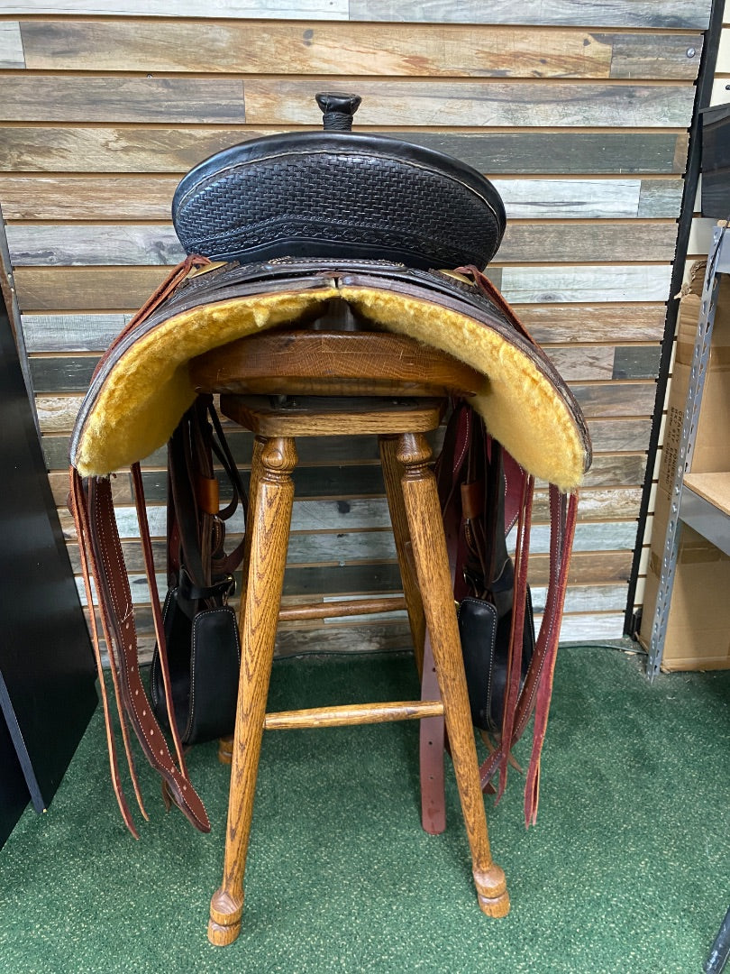 USED JRS Leather Western Ranch Saddle 17” Black