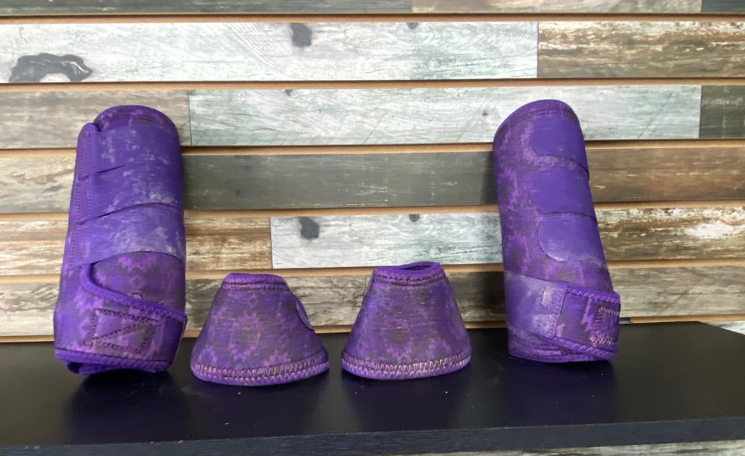 USED Tacktical Purple Lexie Sport Boot & Bell Boot Set | Medium Hind (4) & Medium Bells (2)