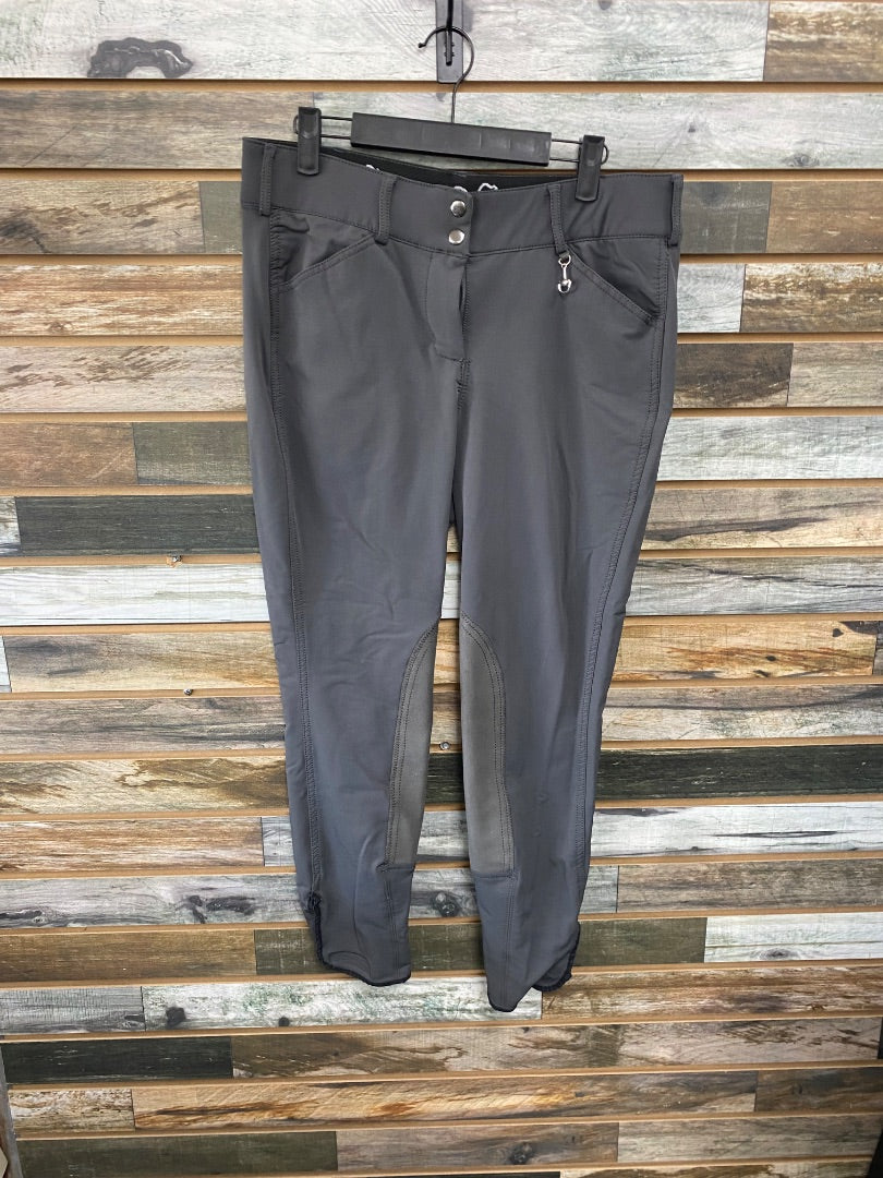 USED Goode Rider Ladies English Breeches w/ Knee Patches 34R Grey