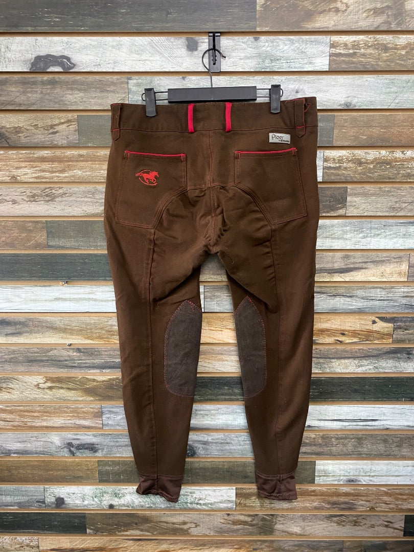 USED Piper by SmartPak Ladies English Breeches w/ Knee Patches 34L Brown