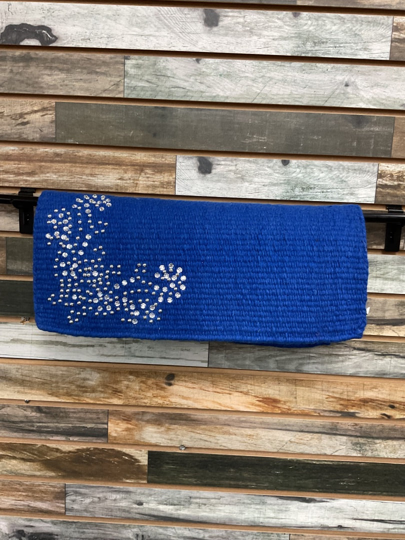 USED Tough1 Mini Western Saddle Blanket Wool 19” x 19” Blue