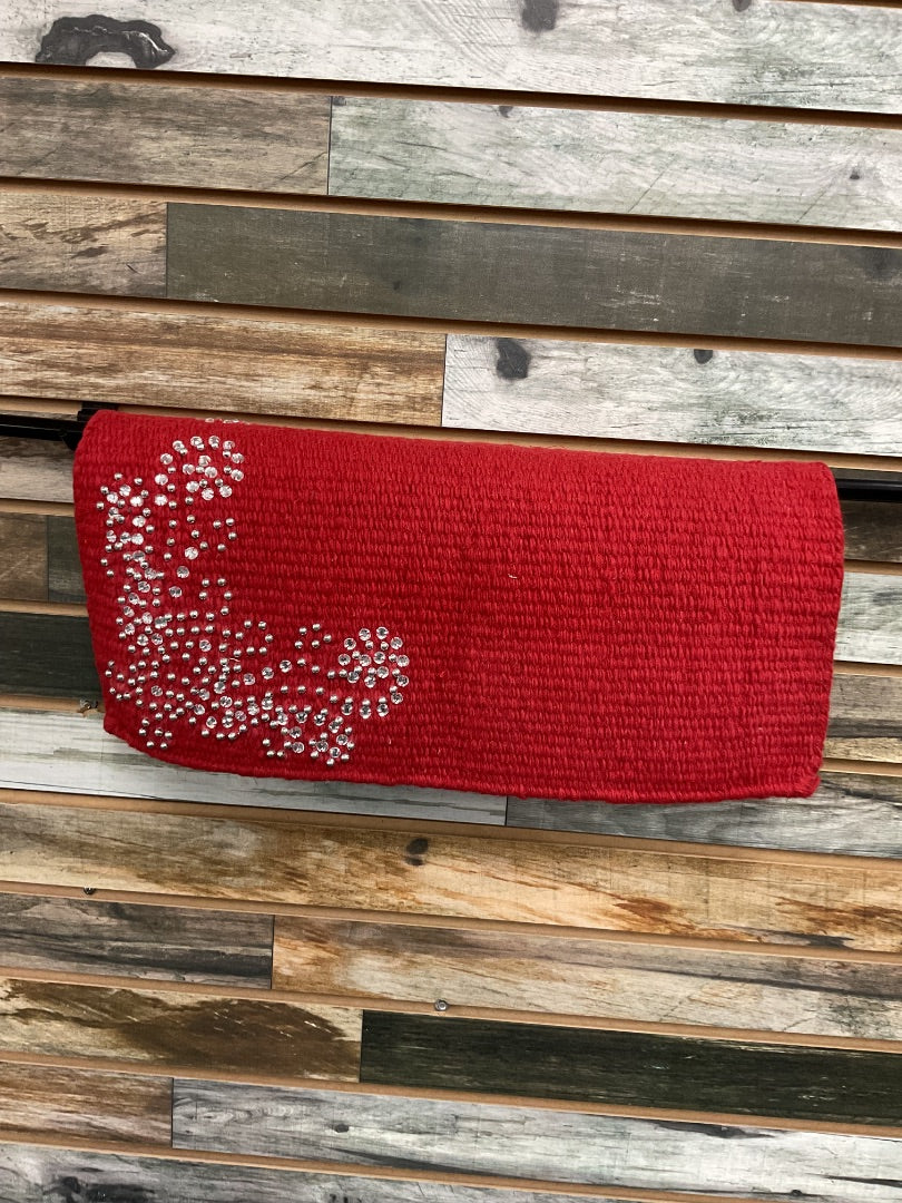 USED Tough1 Mini Western Saddle Blanket Wool 19” x 19” Red