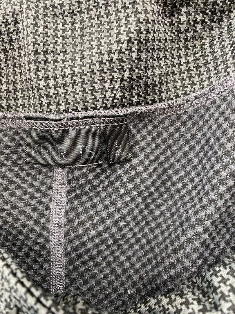 USED Kerrits Knee Patch Breeches Large Gray/Black/Houndstooth