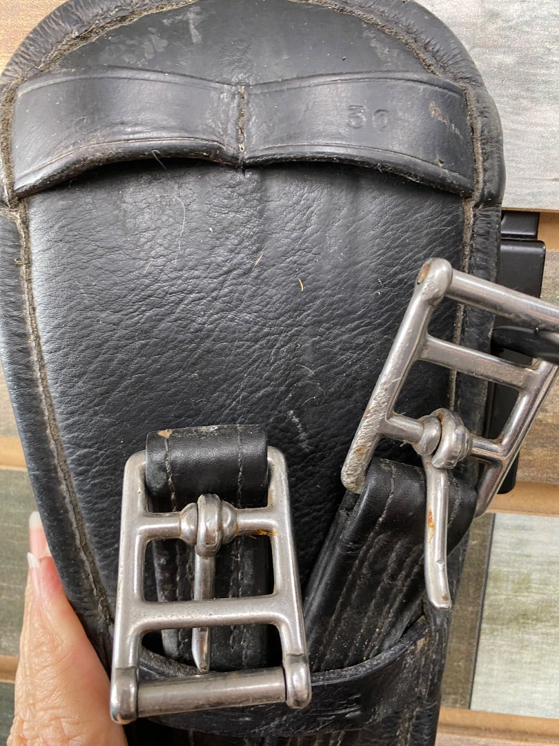 USED Golden Horseshoe Equestrian Dressage Girth Leather 30” Black