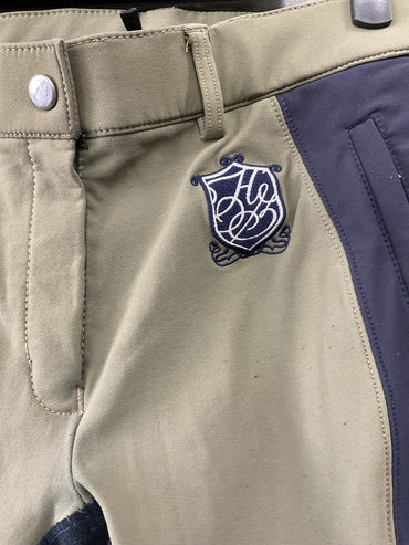 USED Horze Full Seat Breeches 28 Olive/Navy