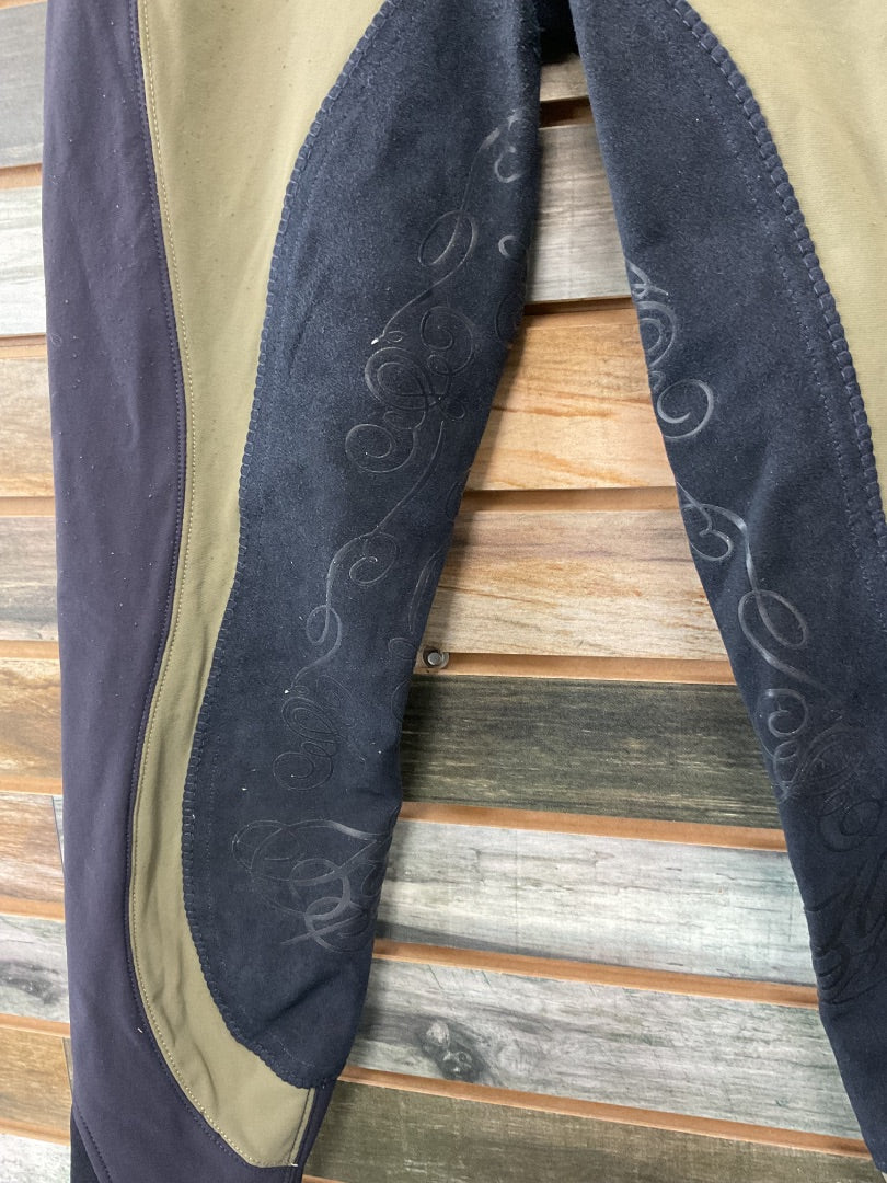 USED Horze Full Seat Breeches 28 Olive/Navy