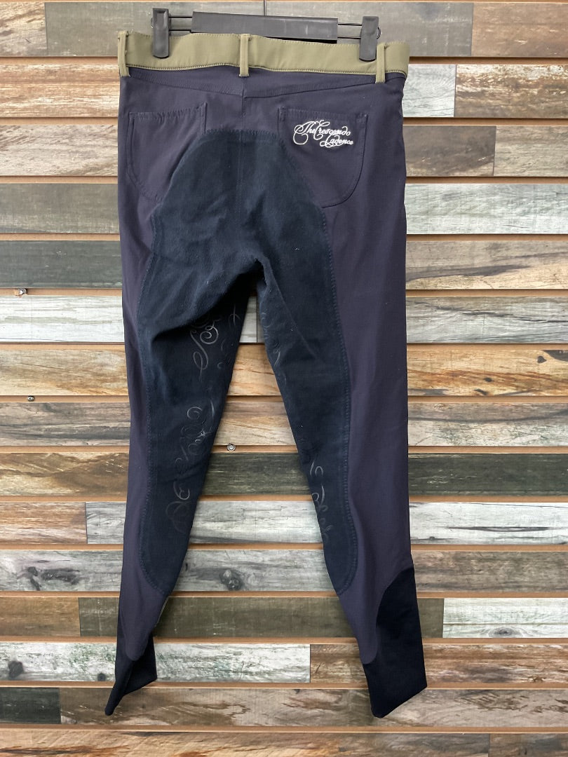 USED Horze Full Seat Breeches 28 Olive/Navy