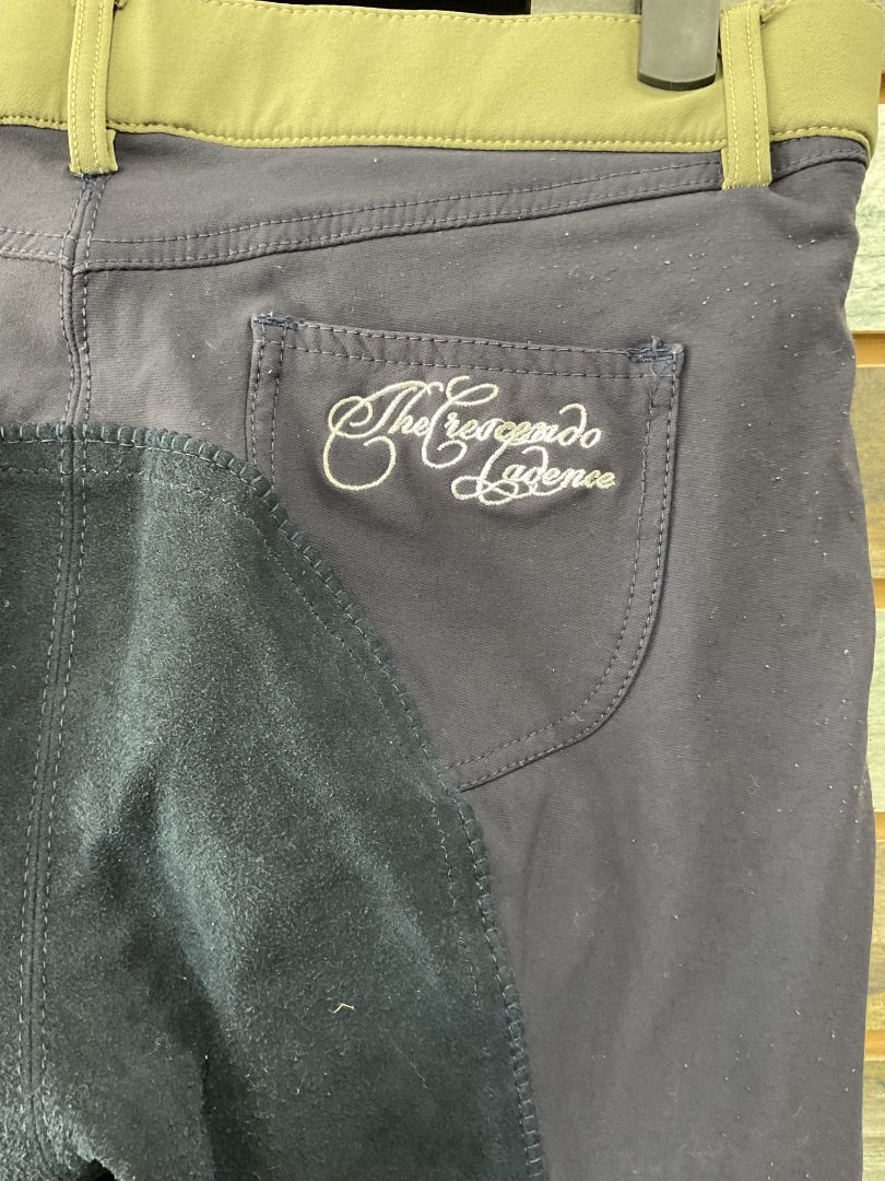 USED Horze Full Seat Breeches 28 Olive/Navy