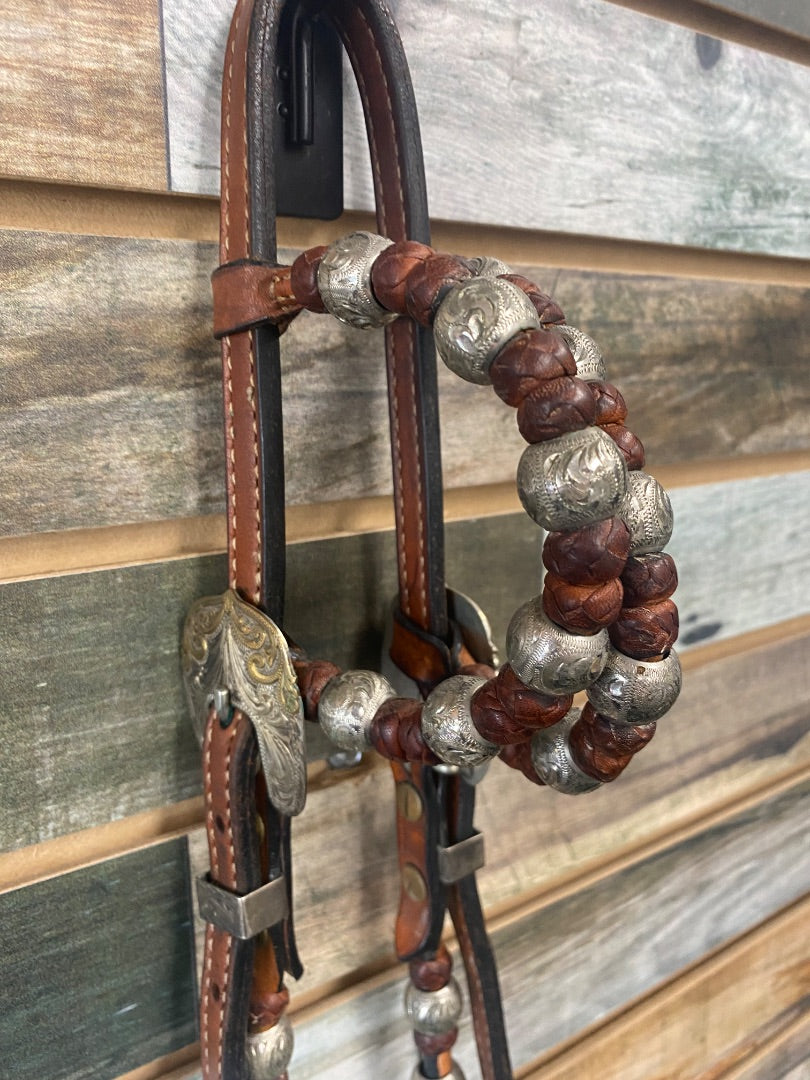 USED Dale Chavez Double Ear Show Headstall Horse Light Oil