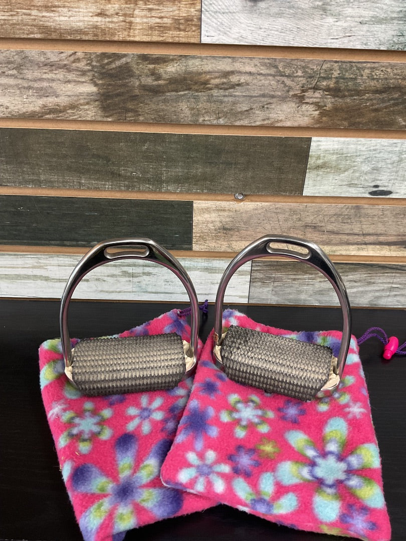 USED English Stirrup Irons with Covers 5"