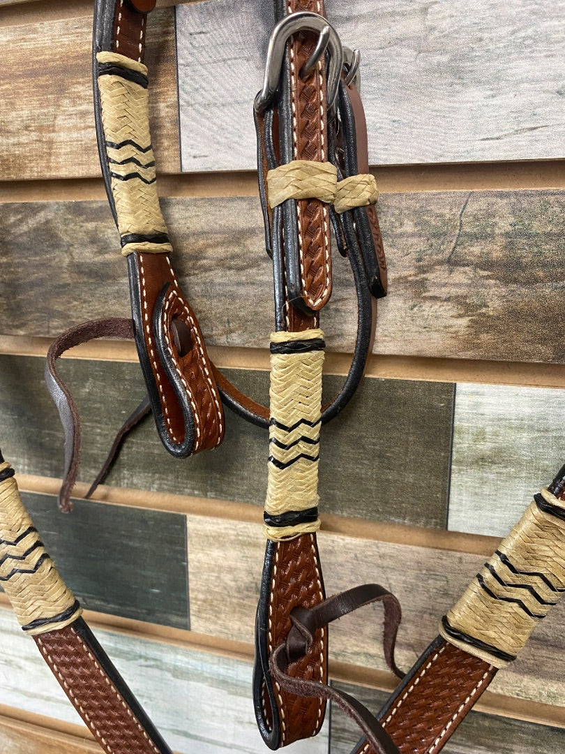 USED Oxbow Rawhide Headstall and Breast Collar Set Medium Oil