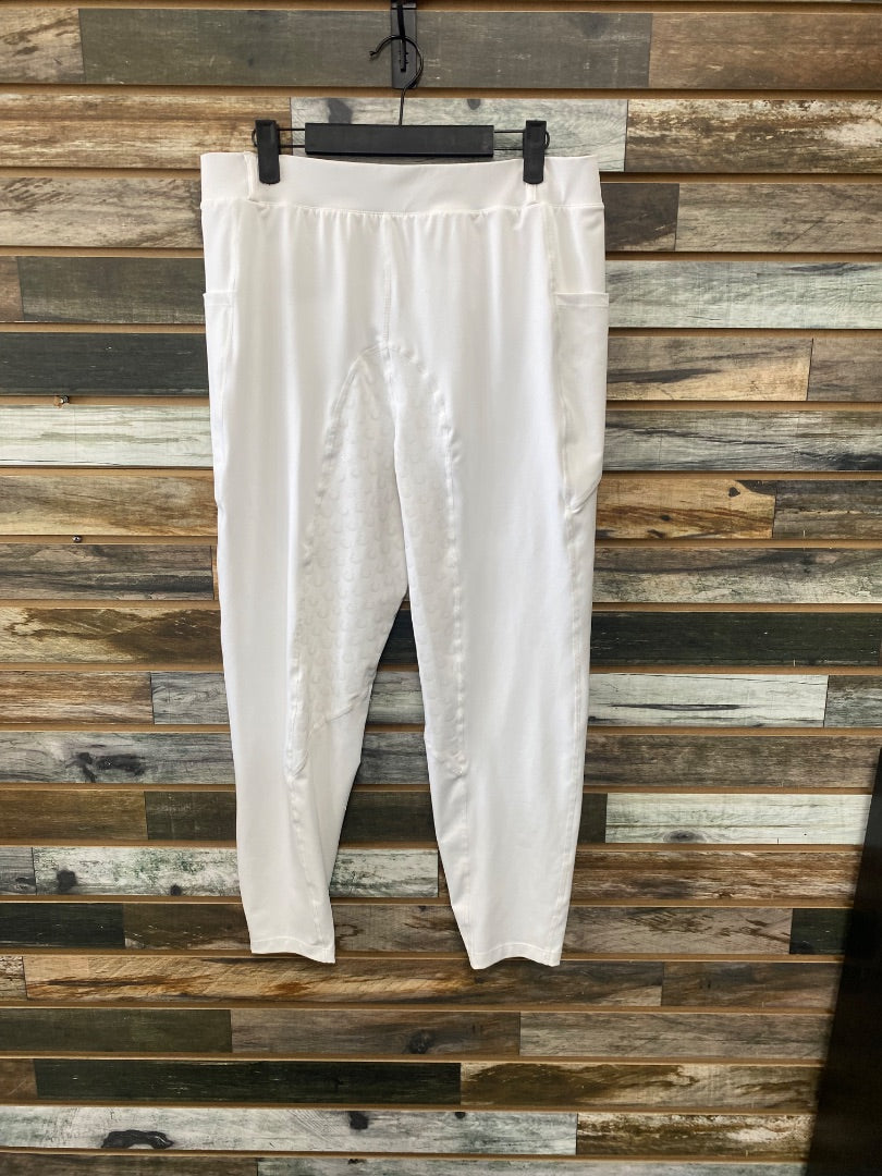 USED White Silicone Full Seat Riding Tights by FitsT4 Size XL
