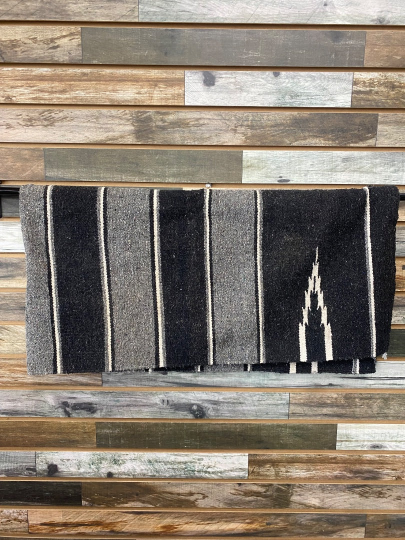USED Grey, Black, & White Western Saddle Blanket