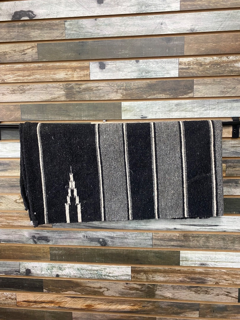 USED Grey, Black, & White Western Saddle Blanket