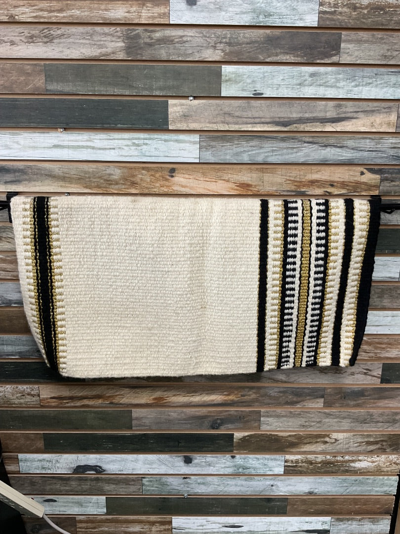 USED Mayatex Western Saddle Blanket Creme/Black/Gold