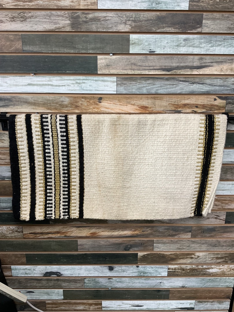 USED Mayatex Western Saddle Blanket Creme/Black/Gold