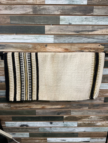 USED Mayatex Western Saddle Blanket  Creme/Black/Gold