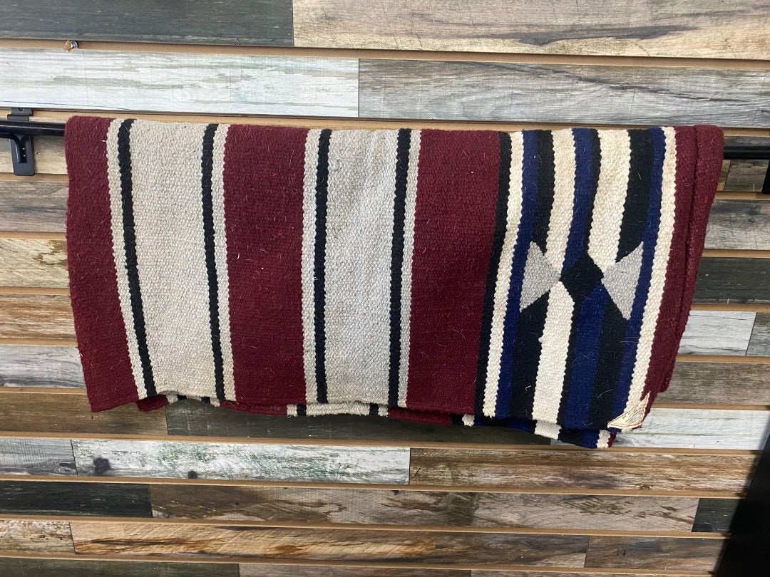 USED Multicolor Patterned Wool Western Saddle Blanket