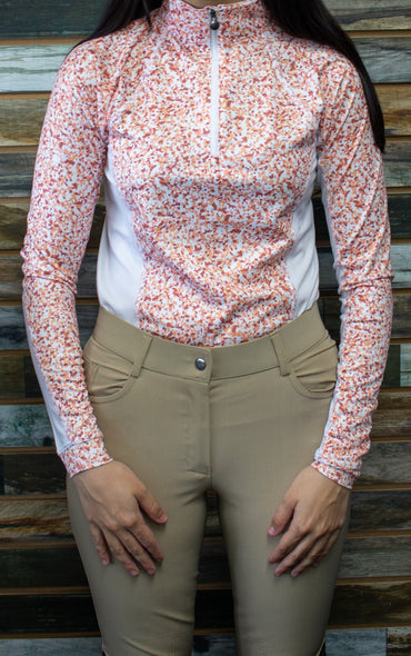 Ladies Ovation® Quarter Zip Long Sleeve Printed Sun Shirt