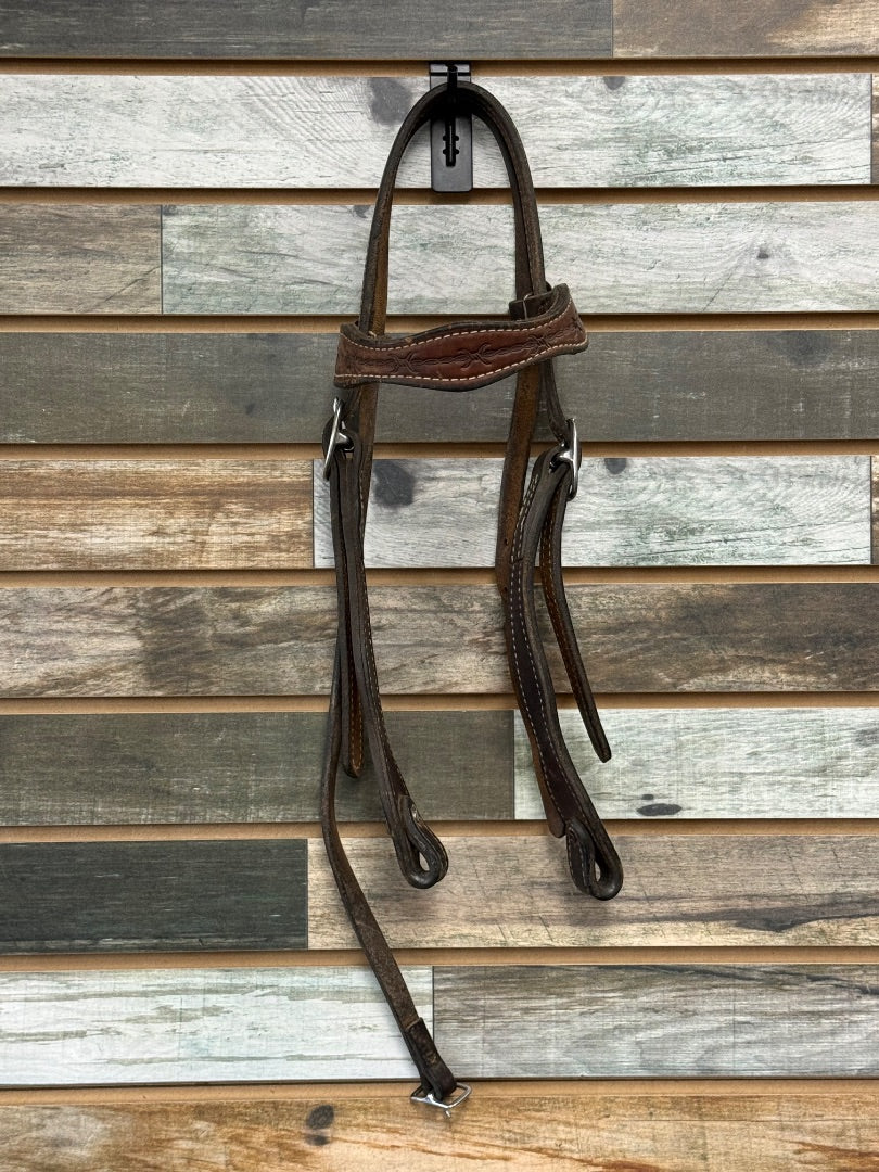 USED Western Headstall Tooled Browband Style