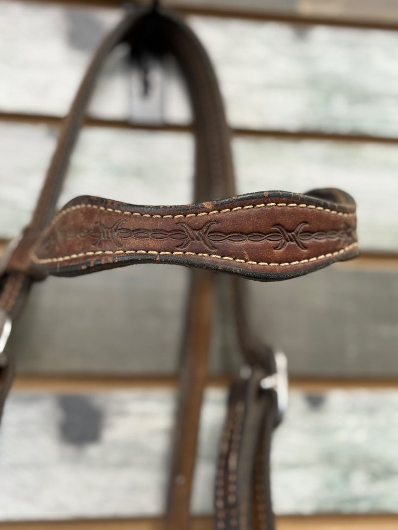 USED Western Headstall Tooled Browband Style