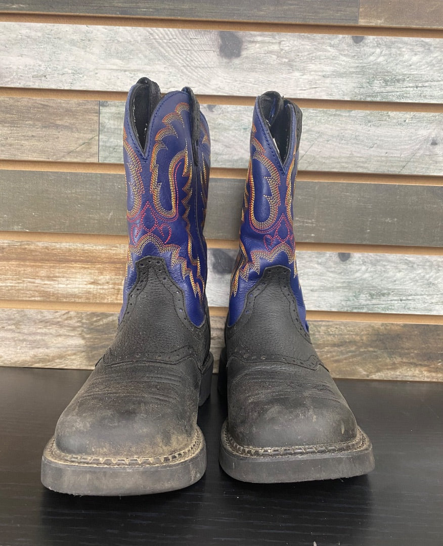 USED Justin Gypsy FFA Ladies Western Boots 7 Navy/Black