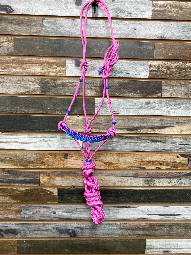 USED Pink Rope Halter W/ Lead Horse Pink