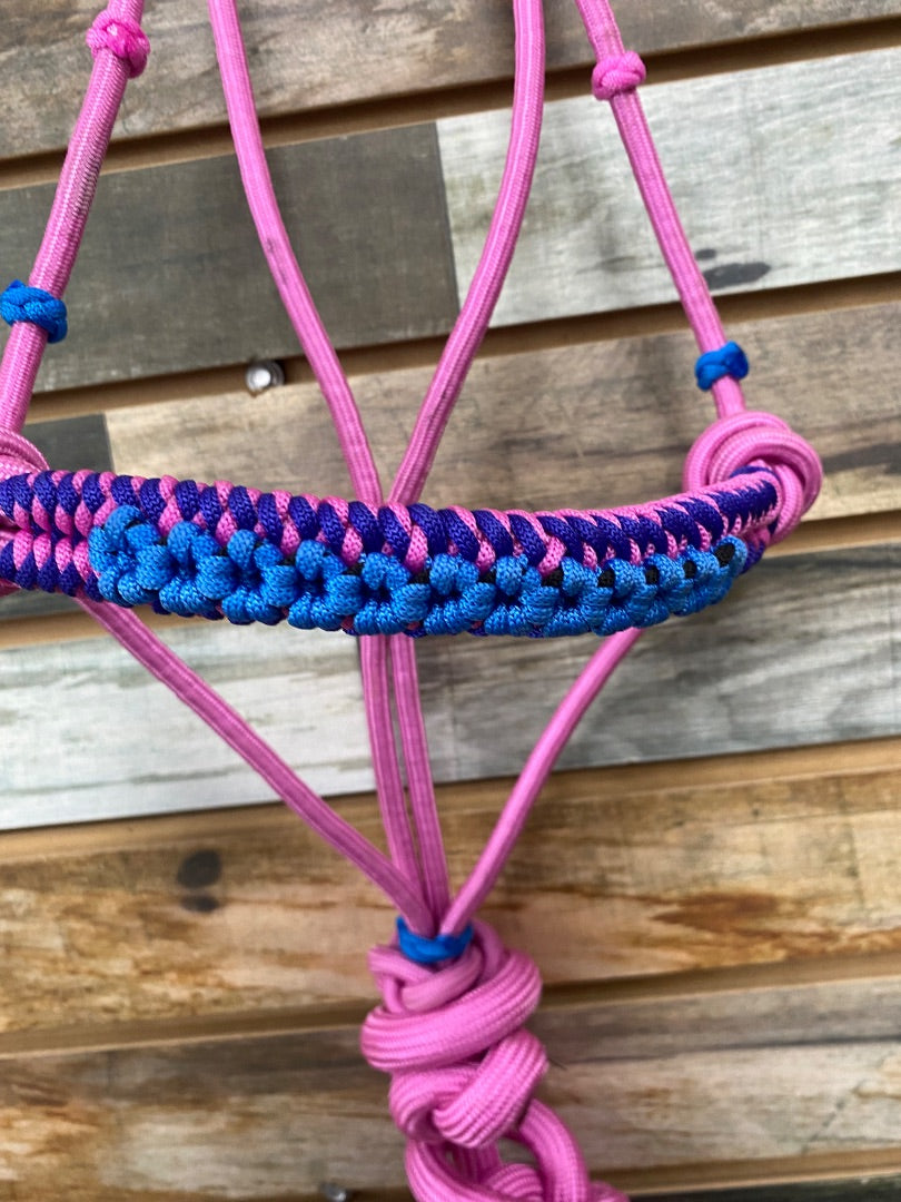 USED Pink Rope Halter W/ Lead Horse Pink