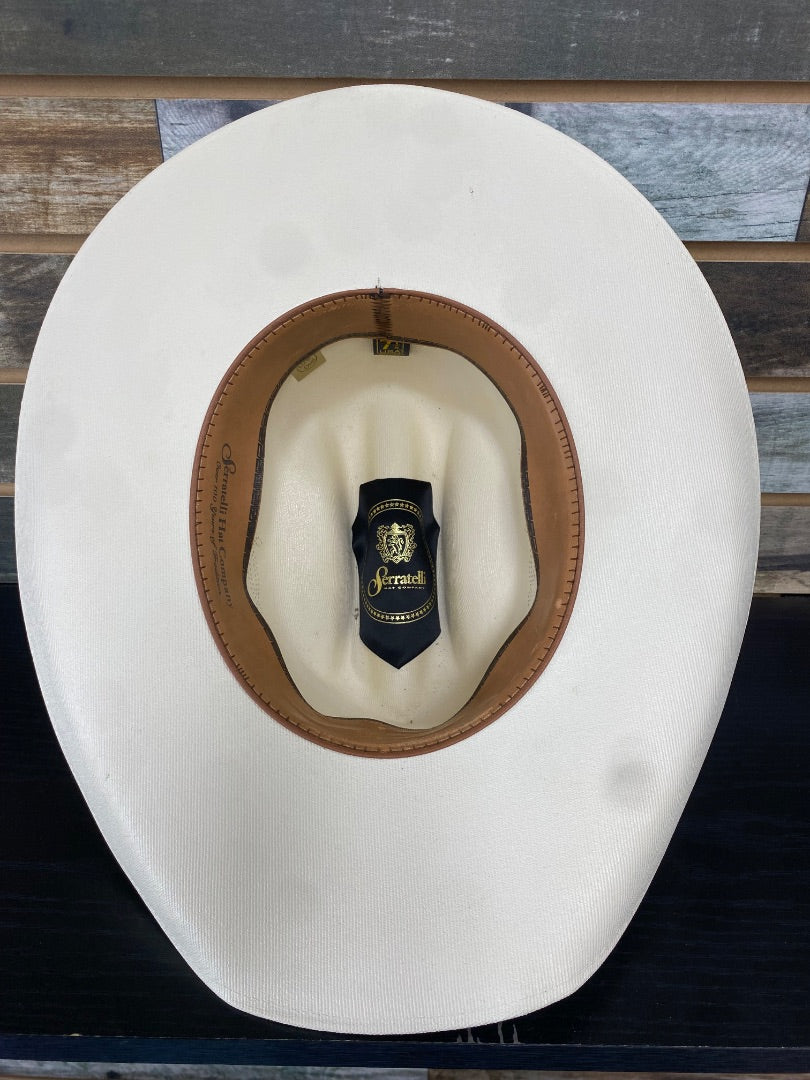 USED Serratelli Hat Co Ladies Western Hat Straw 7 1/4” White