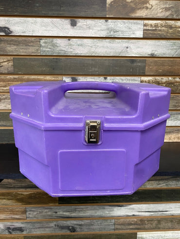 USED Golden Horseshoe Equestrian Hat Box  Purple