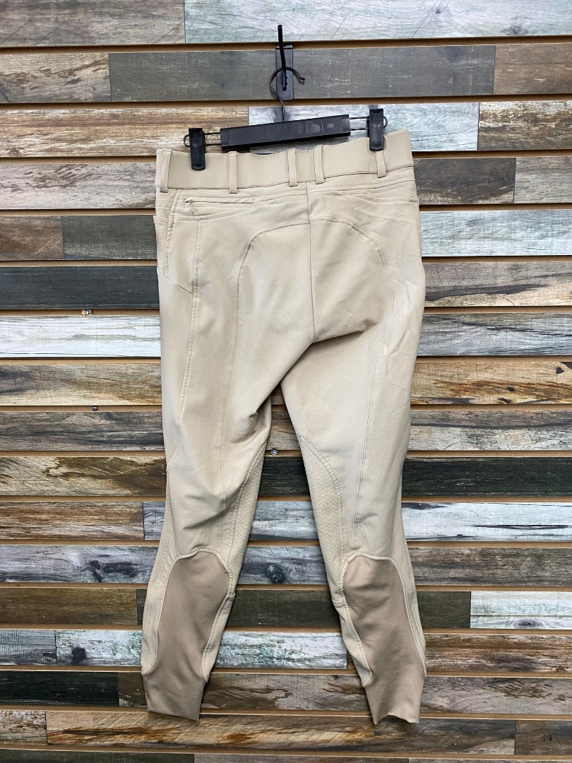 USED Ariat Ladies English Breeches with Knee Patches 26L Tan