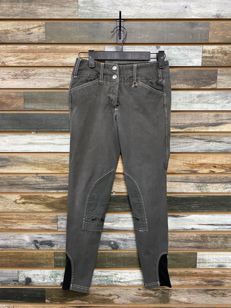 USED Equine Couture Ladies Breeches w/ Knee Patches 24 Gray