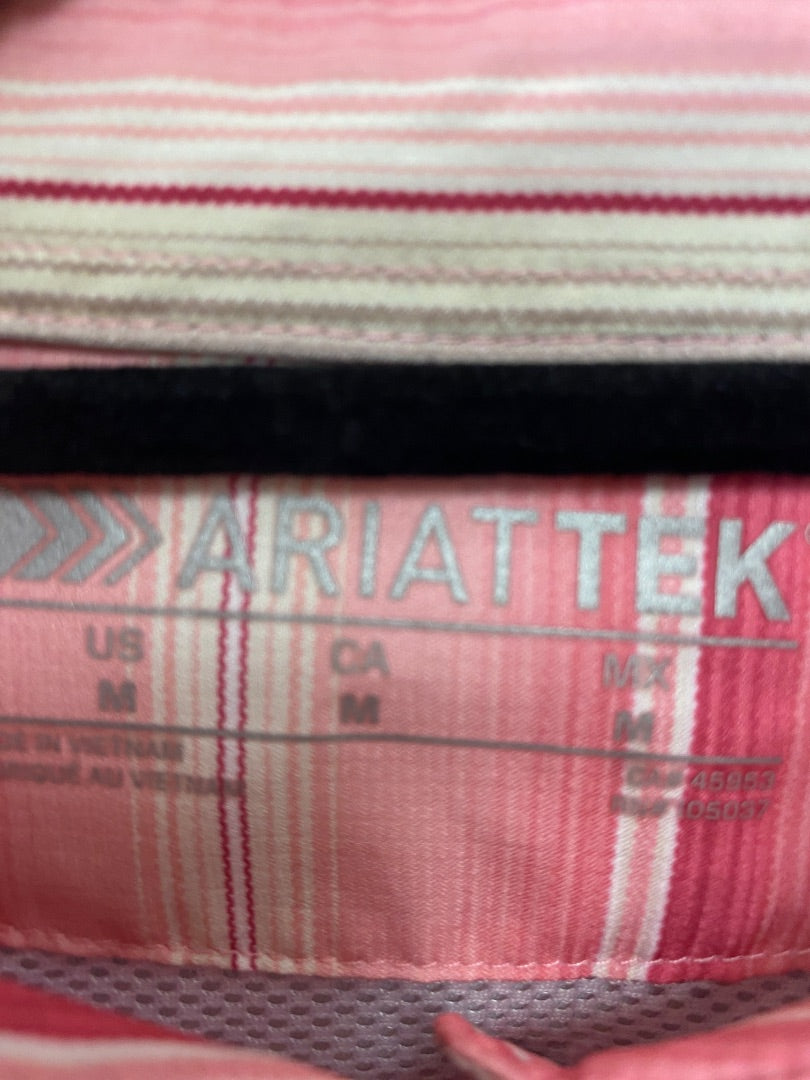 USED Ariat Tek Ladies Long Sleeve Pink Multi Stripe