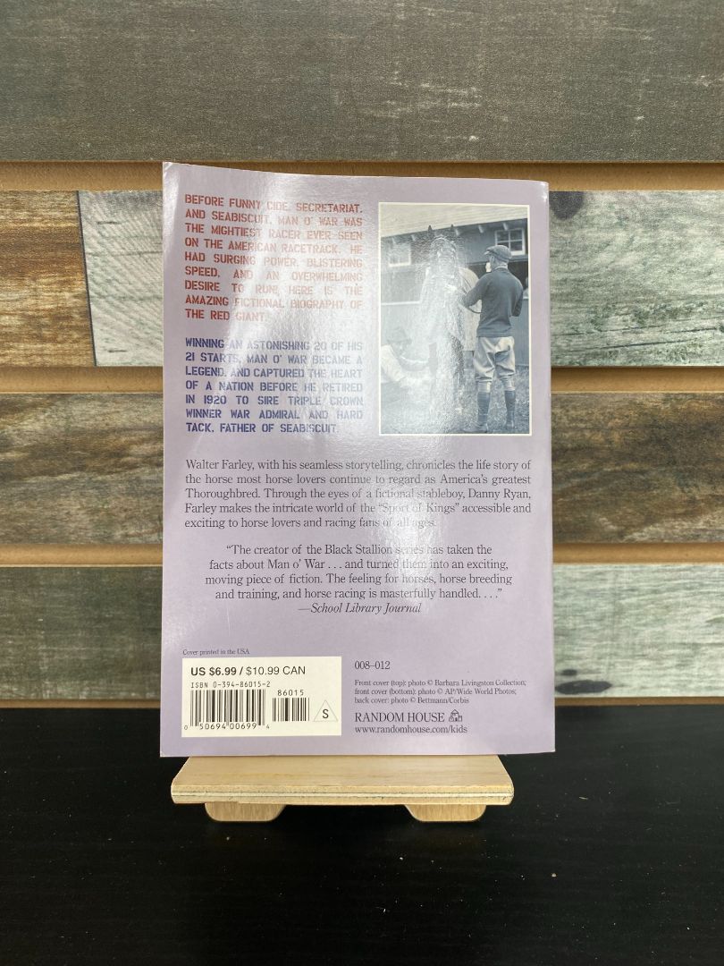 USED Fictional Biography by Random House Book Man O' War: Grandsire of Seabiscuit