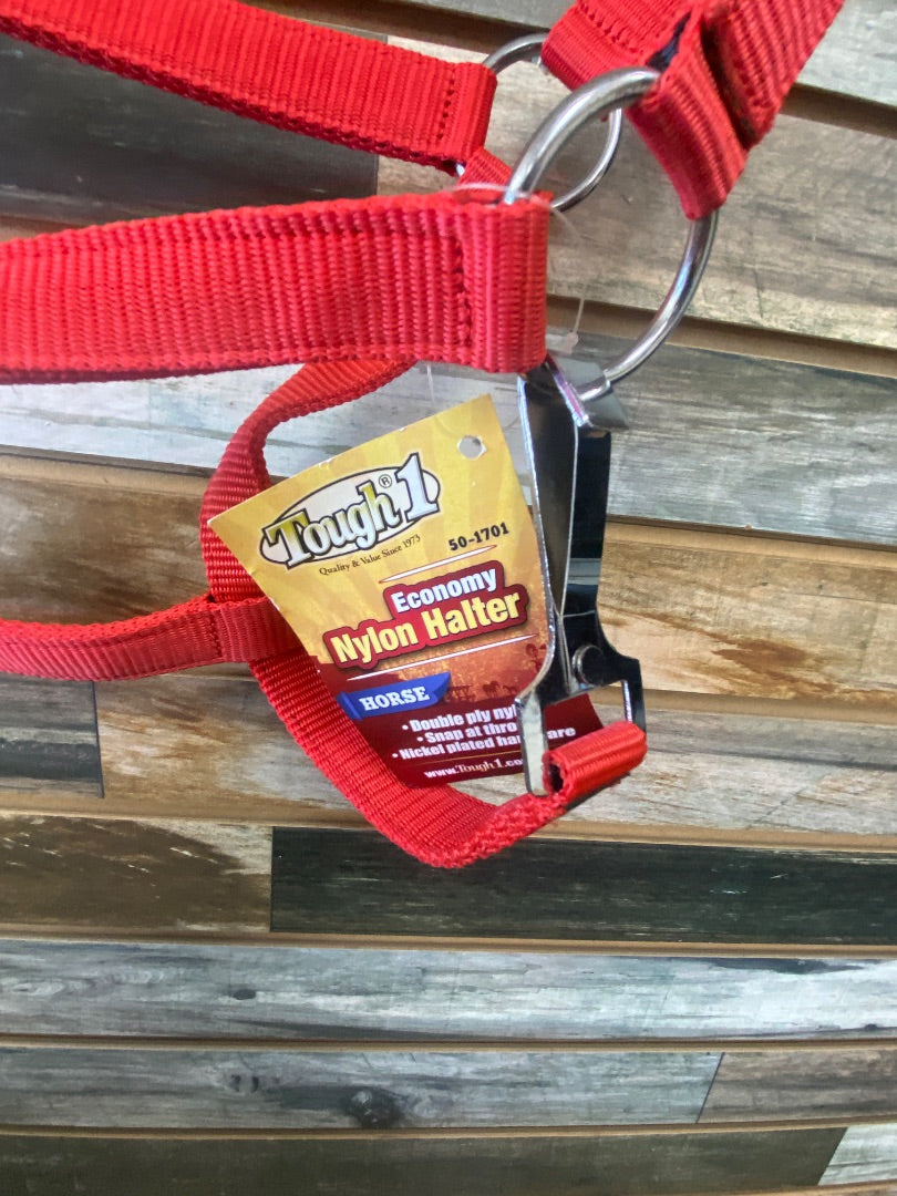 USED NWT Tough 1 Economy Nylon Halter, Red
