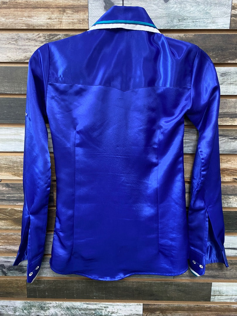 USED housewear Western Show Shirt W/ Gems Small Blue