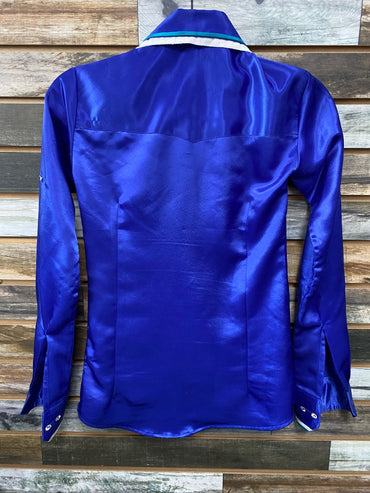 USED housewear Western Show Shirt W/ Gems Small Blue