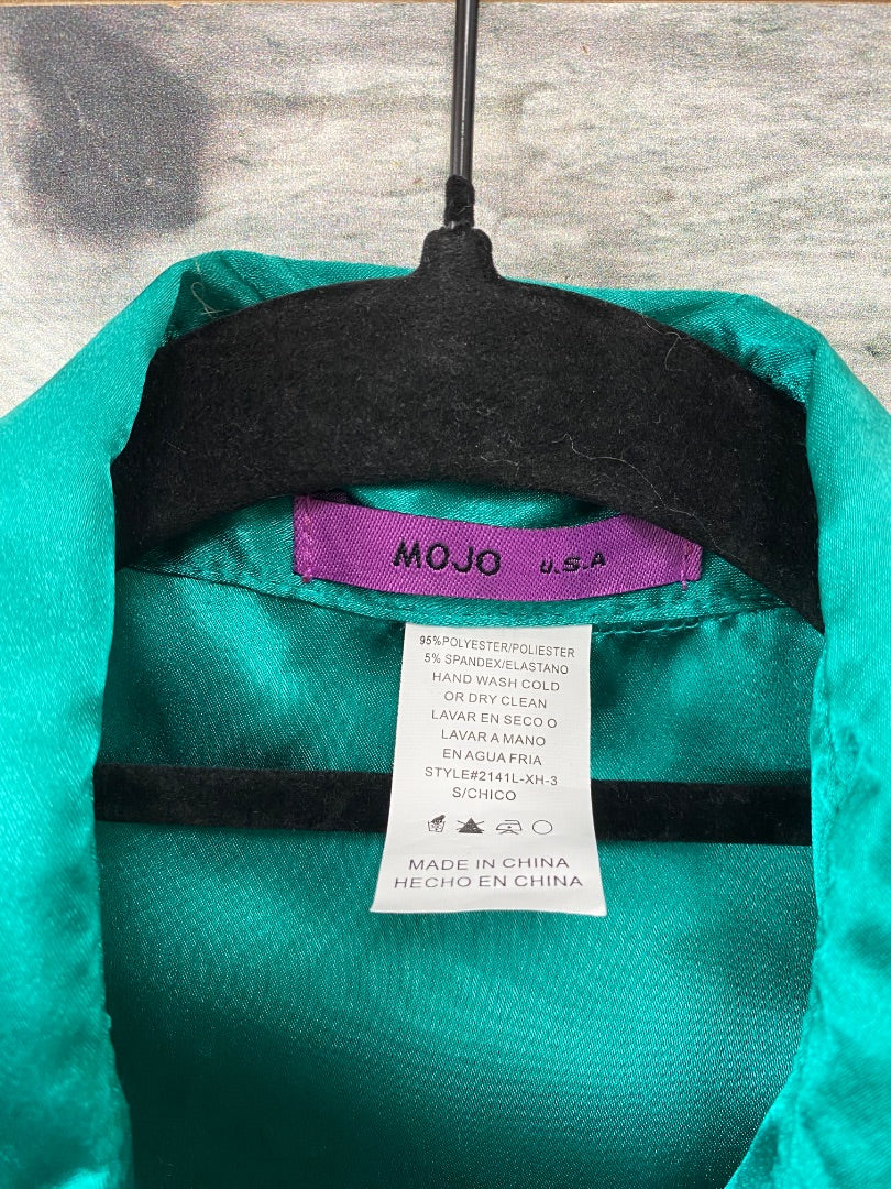 USED MOJO Satin Western Show Top Medium Teal