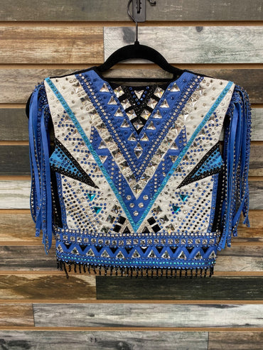 USED Childersown Western Show Jacket Small Blue/White/Black