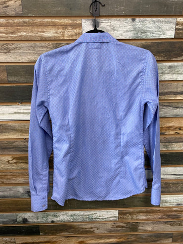 USED Royal Highness Equestrian Long Sleeve Show Shirt 30 Blue
