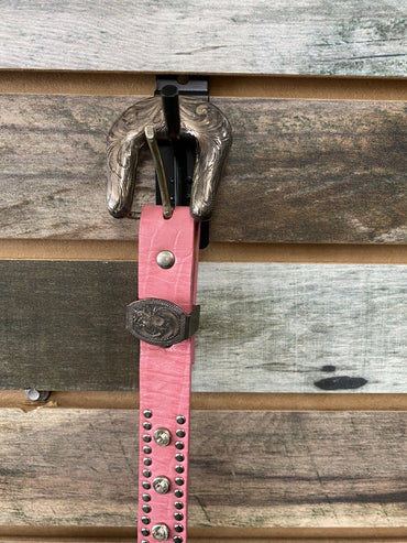 USED Nacona Ladies Belt Pink/ Silver with Gems Medium Pink/Silver