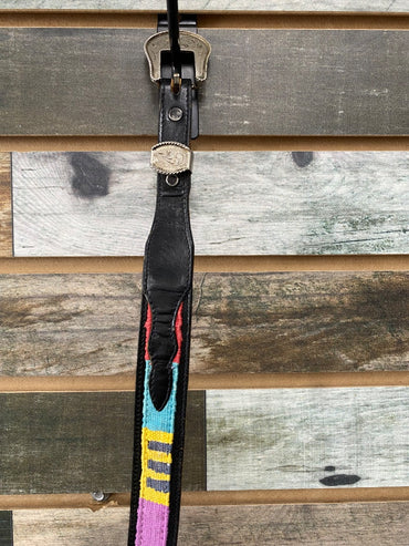 USED Dundee Rainbow Ladies Belt 34 Black/Multi