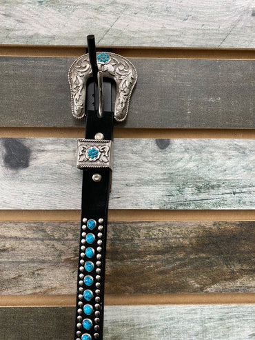 USED Nacona Ladies Western Belt Medium Black/Turquoise
