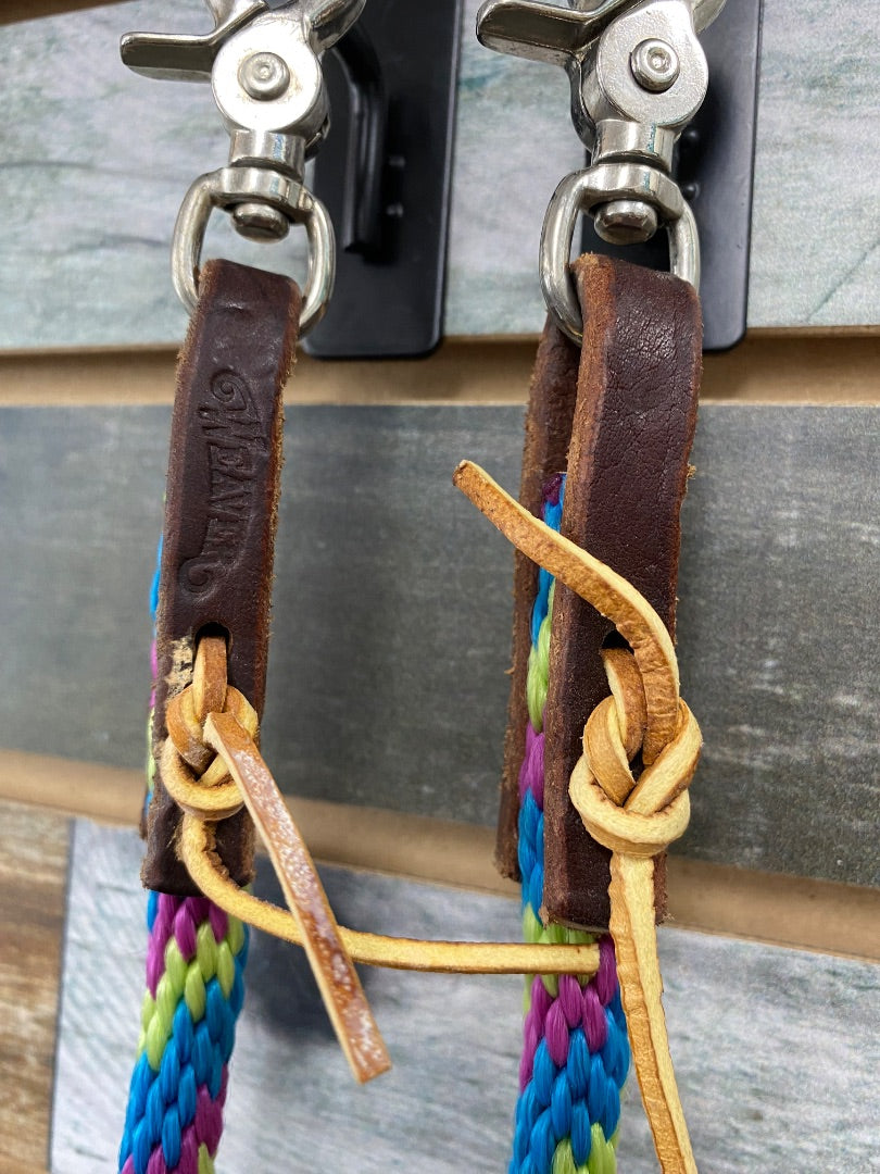 USED Weaver Nylon Reins Blue/Purple/Green