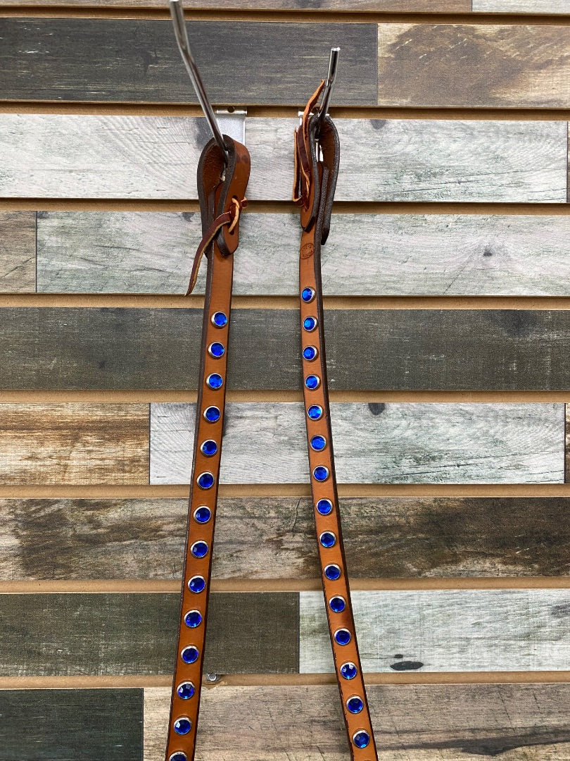 USED Roping Reins with Beautiful Blue Stones | M/O