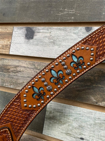 USED Western Breastcollar with Fleur De Lis Pattern | Tooled, M/O