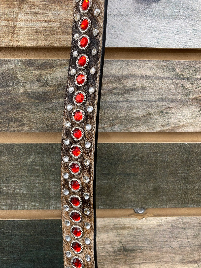 USED Ladies Cowhide Belt with Red Gems